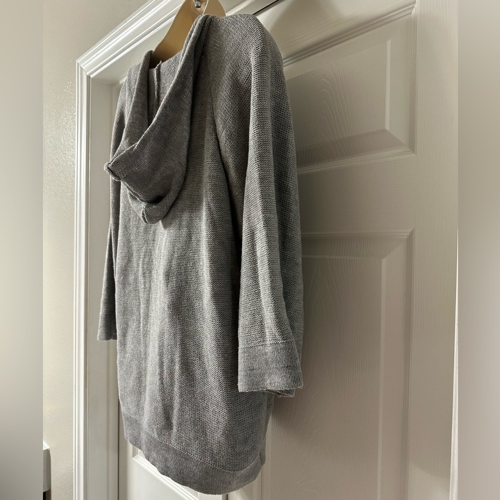 Elan Womens Lace Up Hoodie Sweater Size Medium Gray 3/4 Sleeves Oversized BOHO - Picture 8 of 11